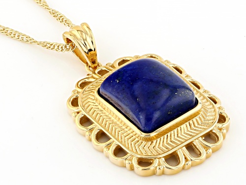 Pre-Owned 12x10mm Lapis Lazuli 18k Yellow Gold Over Sterling Silver Pendant With Chain