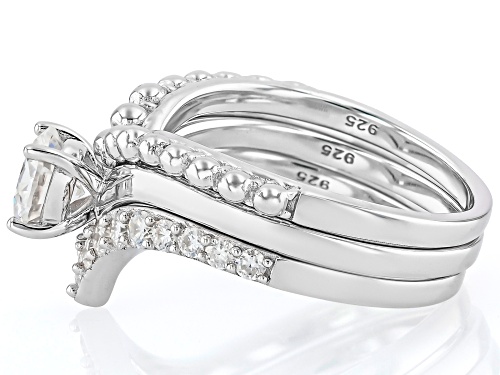 Pre-Owned MOISSANITE FIRE® 1.26CTW DEW ROUND BRILLIANT PLATINEVE® CHEVRON RING WITH TWO BANDS - Size 6
