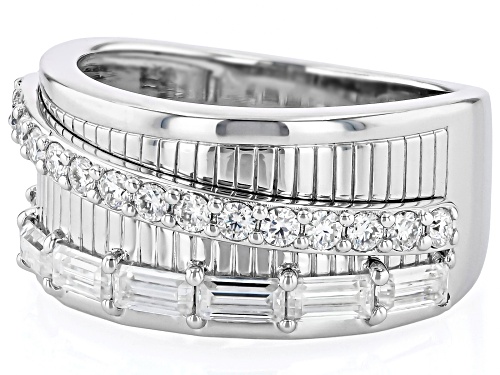 Pre-Owned MOISSANITE FIRE® 1.08CTW DEW BAGUETTE AND ROUND PLATINEVE® RING - Size 9