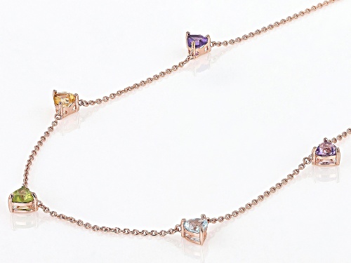 Pre-Owned 2.02ctw Heart Shape Multi-Gemstone 18k Rose Gold Over Sterling Silver Station Necklace - Size 18