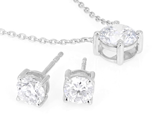 Pre-Owned Prazana®Lab-Grown Diamonds 2.25ctw Diamond Sterling Silver Solitaire Necklace and Earrings