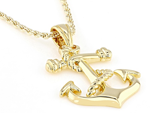 Pre-Owned 14k Yellow Gold Over Sterling Silver Anchor Pendant on 22
