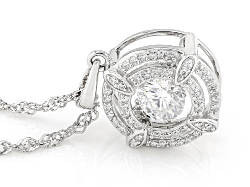 Pre-Owned MOISSANITE FIRE® 1.28CTW DEW ROUND BRILLIANT PLATINEVE® DANCING PENDANT WITH CHAIN