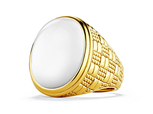 Pre-Owned Judith Ripka Couture Ocean Reef White Agate 18K Gold Vermeil Ring - Size 8
