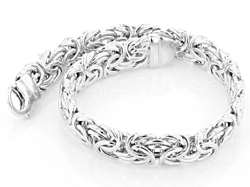 Pre-Owned Sterling Silver 8mm Polished Byzantine Bracelet - Size 7.25