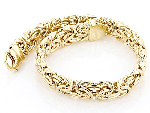 Pre-Owned 18k Yellow Gold Over Sterling Silver 8mm Polished Byzantine Bracelet - Size 7.25