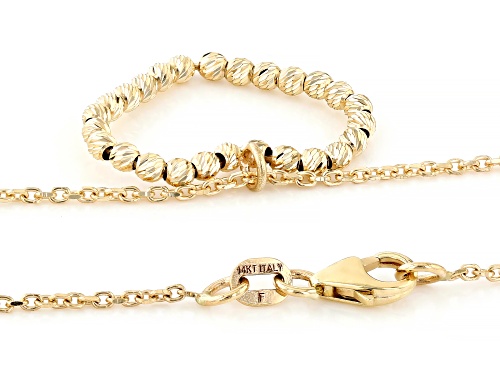 Pre-Owned 14k Yellow Gold Diamond Cut Beaded Heart Necklace - Size 18