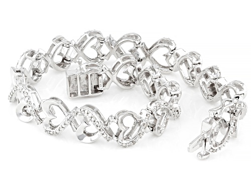 Pre-Owned 0.50ctw White Diamond Rhodium Over Sterling Silver Heart Bracelet - Size 7
