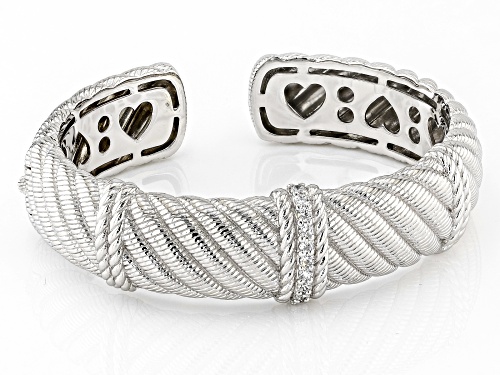 Pre-Owned Judith Ripka 0.77ctw Bella Luce® Rhodium Over Sterling Silver Pia Cuff Bracelet - Size 6.75