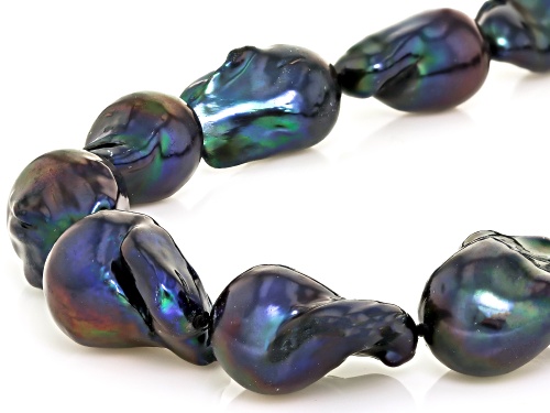 Pre-Owned Genusis™ 15mm Black Cultured Freshwater Pearl 14k Yellow Gold Over Sterling Silver Necklac - Size 20