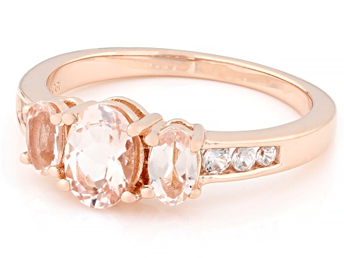 Pre-Owned 0.90ctw Morganite With 0.10ctw White Zircon 18k Rose Gold Over Sterling Silver Ring - Size 7
