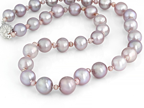 Pre-Owned Genusis™ 3-10mm Lavender Cultured Freshwater Pearl Rhodium Over Sterling Silver 18 Inch St - Size 18