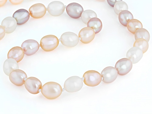 Pre-Owned 8mm Multi-Color Cultured Freshwater Pearl Sterling Silver 18 Inch Strand Necklace - Size 18