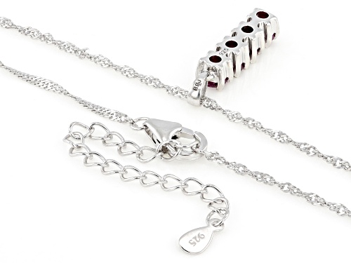 Pre-Owned 1.09ctw Ruby Rhodium Over Sterling Silver 4-Stone Pendant with Chain