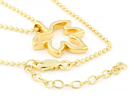Pre-Owned 18k Yellow Gold Over Sterling Silver Leaf Pendant with Chain
