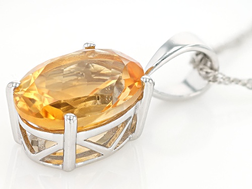 Pre-Owned 4.50ct Citrine Rhodium Over Sterling Silver Pendant With Chain
