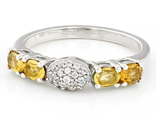 Pre-Owned 0.64ctw Citrine with 0.18ctw White Zircon Platinum Over Sterling Silver Ring - Size 7
