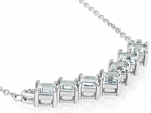 Pre-Owned 1.37ctw Square Aquamarine With 0.05ctw White Zircon Rhodium Over Sterling Silver Necklace - Size 18