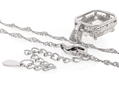 Pre-Owned 3.82ctw Rectangular Octagonal & Round Lab Created White Sapphire Rhodium Over Silver Penda