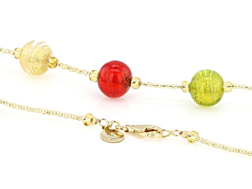Pre-Owned Il Murano di Francesca Multi-Color Murano Glass 18k Yellow Gold Over Silver Bead 20