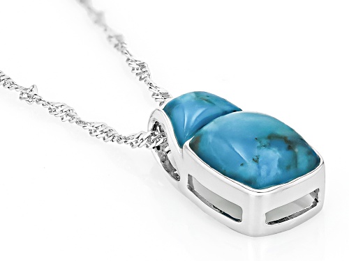 Pre-Owned 11X9mm Cushion Cabochon with Free-Form Turquoise Silver Pendant With Chain
