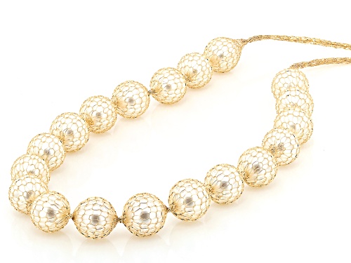 Pre-Owned Splendido Italian Jewelry™ 10k Gold 6mm Pearl Simulant Bubble Crochet D'Tuscano Necklace - Size 20