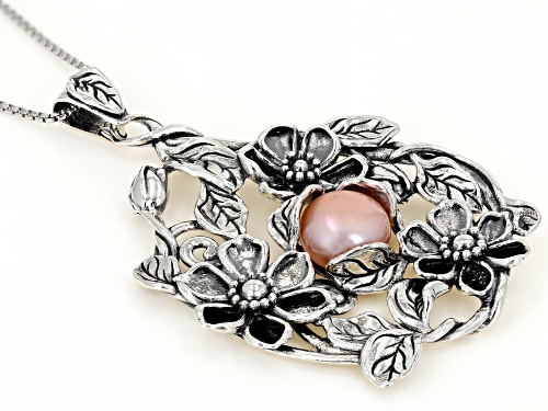 Pre-Owned Artisan Collection of Israel™ Pink Cultured Freshwater Pearl Sterling Silver Floral Pendan