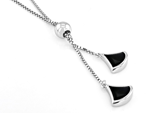 Pre-Owned 8.50mm Black Jadeite Rhodium Over Sterling Silver Necklace - Size 28