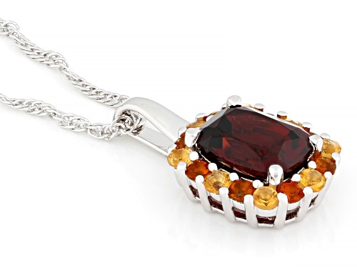 Pre-Owned 2.25ct Vermelho Garnet™ with 0.50ctw Citrine & Madeira Citrine Rhodium Over Silver Pendant