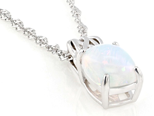 Pre-Owned 1.15ctw Ethiopian Opal Rhodium Over Sterling Silver Pendant with Chain