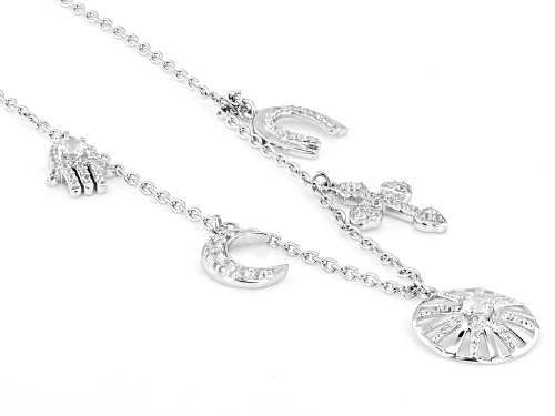 Pre-Owned 1.32ctw Lab Created White Sapphire Rhodium Over Sterling Silver Multi-Charm Necklace - Size 18