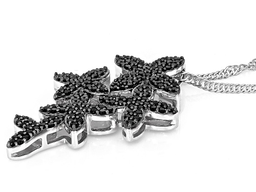 Pre-Owned 0.94ctw Black Spinel Rhodium Over Sterling Silver Pendant with Chain