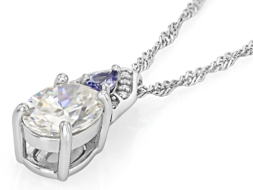 Pre-Owned 2.59ctw Strontium Titanate Rhodium Over Silver Pendant with Chain