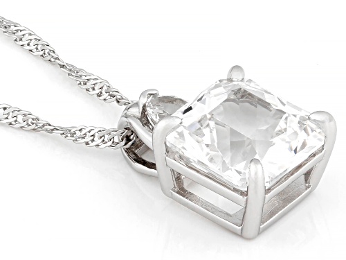 Pre-Owned 5.31ctw Square Snowflake Cut And Trillion Lab White Sapphire Rhodium Over Silver Pendant W