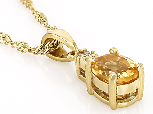 Pre-Owned 0.96ct Citrine With 0.02ctw Zircon 18k Yellow Gold Over Sterling Silver Pendant With Chain