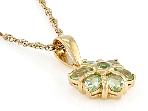 Pre-Owned 1.03ctw Mint Tsavorite 18k Yellow Gold Over Sterling Silver Pendant With Chain