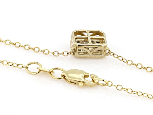 Pre-Owned 0.20ctw Baguette and Round White Diamond 10K Yellow Gold Station Necklace - Size 18