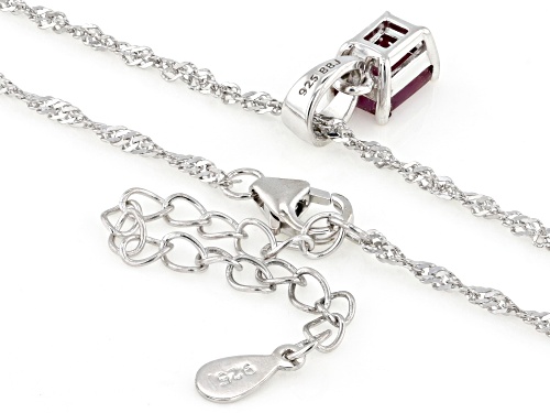Pre-Owned 0.86ctw Red Ruby Rhodium Over Sterling Silver Pendant with Chain