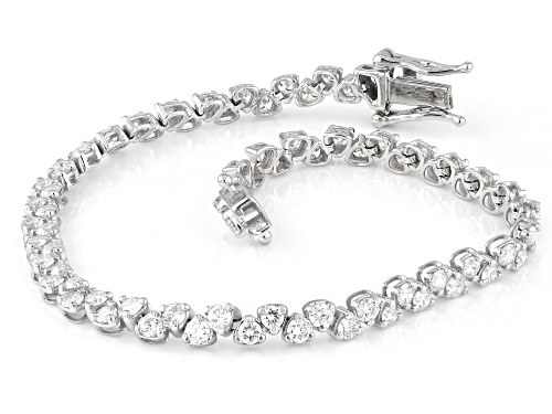 Pre-Owned Prazana®Lab-Grown Diamonds 3.50ctw Round Diamond Rhodium Over Sterling Silver Tennis Brace - Size 7.25