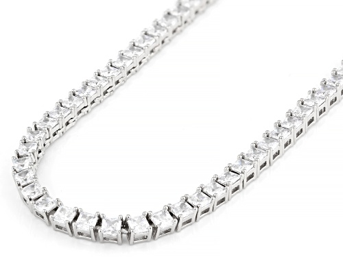 Pre-Owned Bella Luce® Ottone 36.20ctw Square White Diamond Simulant Rhodium Plated Necklace - Size 18