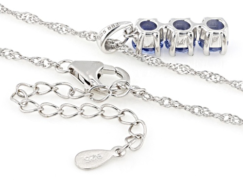 Pre-Owned 1.55ctw Blue Sapphire Rhodium Over Sterling Silver Pendant with Chain