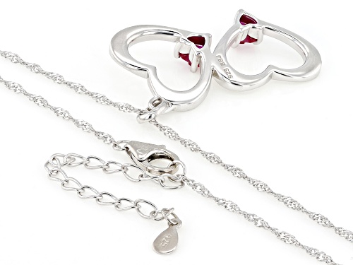Pre-Owned 1.09ctw Lab Created Ruby Rhodium Over Sterling Silver Pendant with Chain