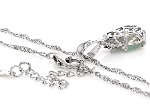 Pre-Owned 10x8mm Aquaprase® with .08ctw White & Champagne Diamond Accent Rhodium Over Silver Pendant