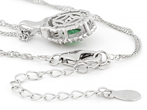 Pre-Owned 0.32ctw Emerald with 0.25ctw White Zircon & Yellow Diamond Accent Rhodium Over Silver Pend