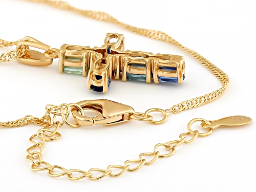 Pre-Owned 1.62ctw Multi Color Kyanite 18k Yellow Gold Over Sterling Silver Pendant With Chain