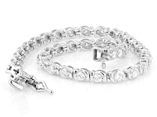 Pre-Owned Prazana®Lab-Grown Diamonds 1.50ctw Round Diamond Rhodium Over Sterling Silver Tennis Brace - Size 7