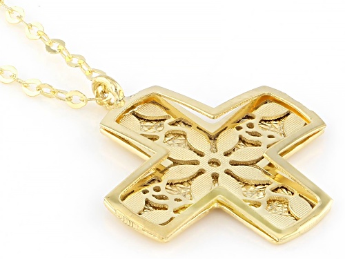 Pre-Owned Stefano Oro® 14k Yellow Gold 16.6mm x 14.4mm Cross Ricami Necklace - Size 18