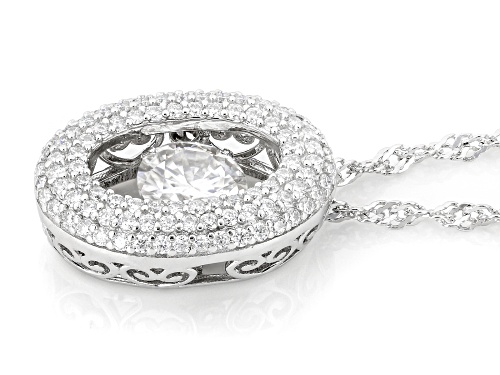 Pre-Owned MOISSANITE FIRE® 1.82CTW DEW ROUND  PLATINEVE® DANCING PENDANT AND CHAIN