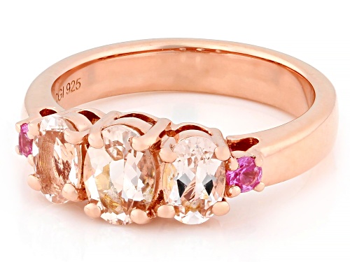 Pre-Owned 1.30ctw Morganite with 0.10ctw Lab Created Pink Sapphire 18k Rose Gold Over Sterling Silve - Size 9