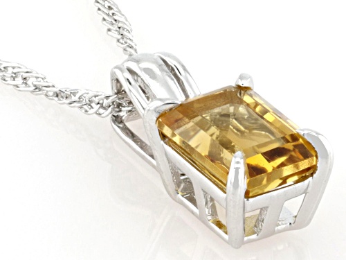 Pre-Owned 1.19ct Citrine with 0.03ctw Yellow Diamond Rhodium Over Sterling Silver Pendant with Chain